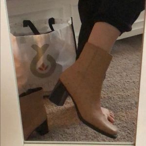 Vintage ostrich print square toe boots